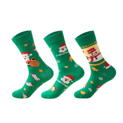 Plus Size Green Christmas Quarter Socks(3 Pairs)