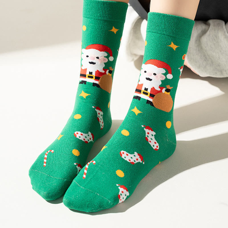 Plus Size Green Christmas Quarter Socks(3 Pairs)