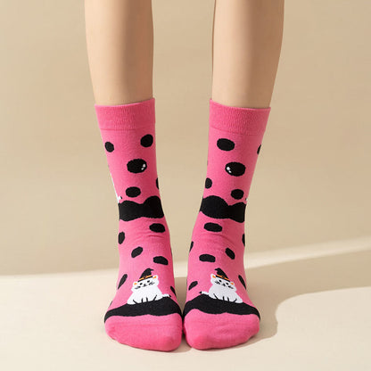 Plus Size Pink Cat Quarter Socks(3 Pairs)