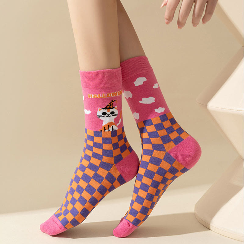 Plus Size Pink Cat Quarter Socks(3 Pairs)