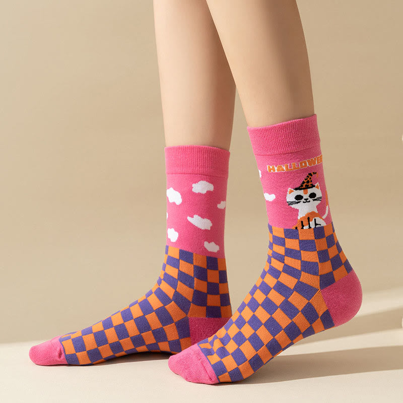 Plus Size Pink Cat Quarter Socks(3 Pairs)