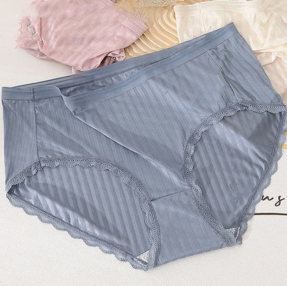 Plus Size Transparent Mid Waist Ice Silk Thin Brief(3 Packs)