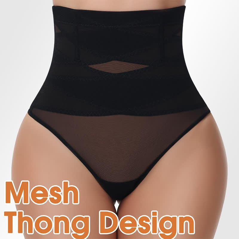 Thin Crossover High Waist Shaping Mesh Thong