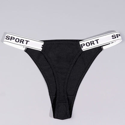 Solid Color Letter Print Thong(4 Packs)