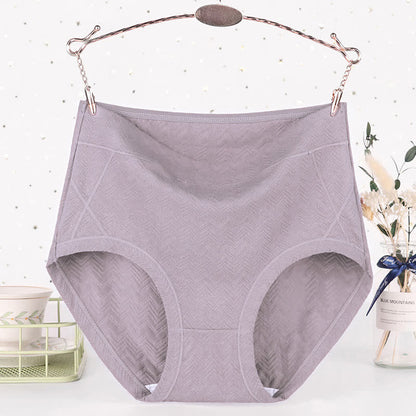 Plus Size Cotton Solid Color Basic High Waist Panty(3 Packs)