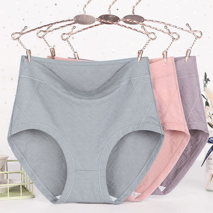 Plus Size Cotton Solid Color Basic High Waist Panty(3 Packs)