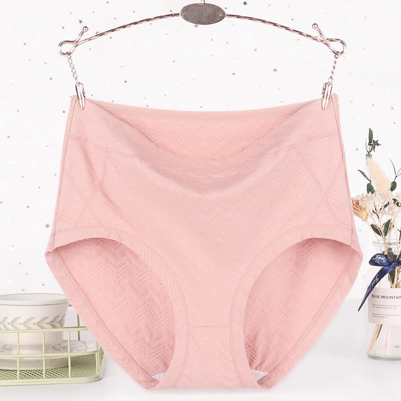 Plus Size Cotton Solid Color Basic High Waist Panty(3 Packs)