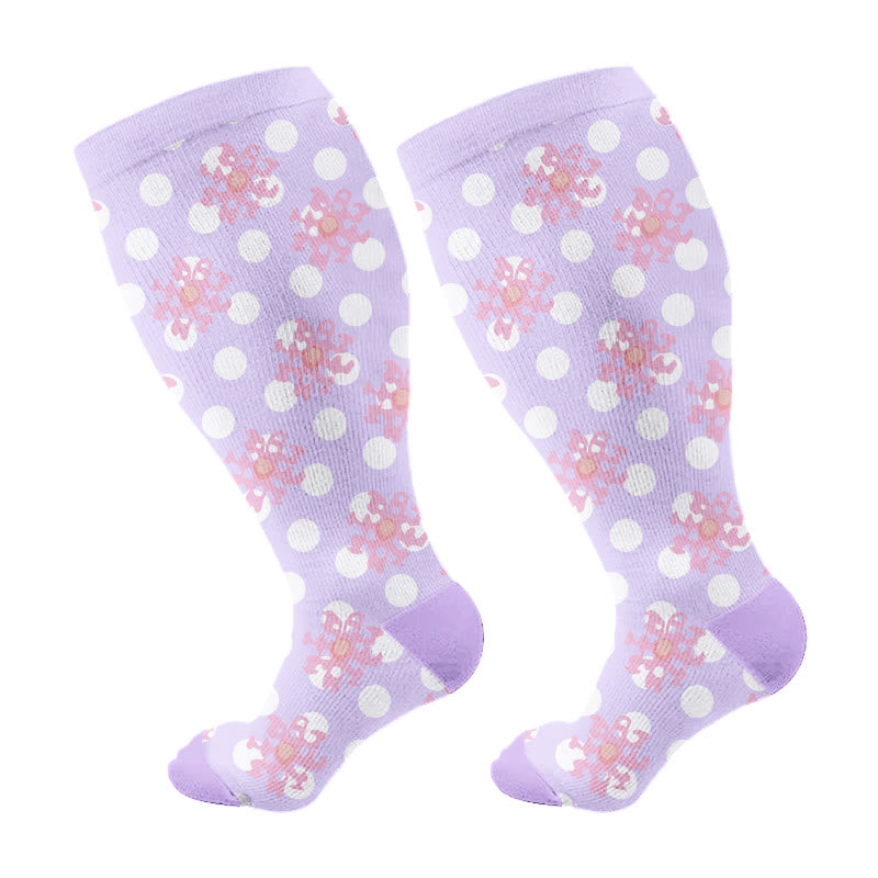 Plus Size Bright Polka Dots Compression Socks(3 Pairs)