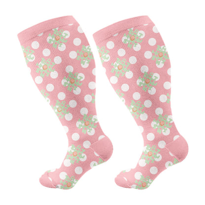 Plus Size Bright Polka Dots Compression Socks(3 Pairs)