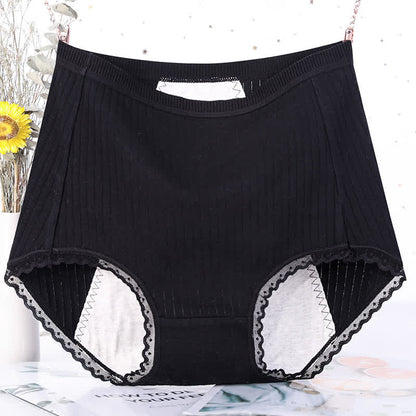 Plus Size Solid Color Cotton High Waist Period Brief(3 Packs)