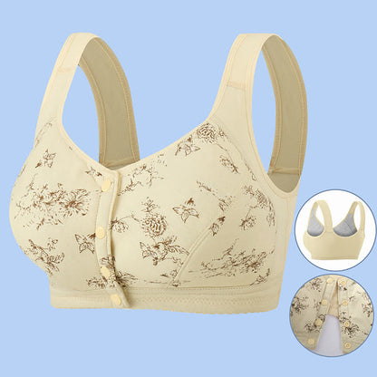 Butterfly Flower Printed Front Closure Wireless Bra