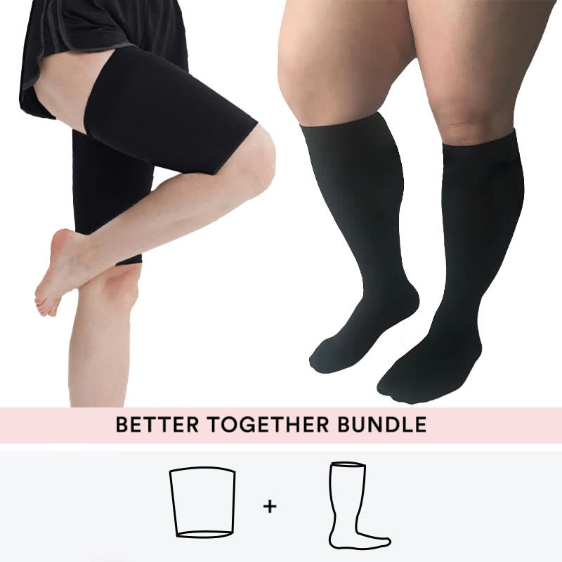 Bundle Plus Size Thigh Sleeves + Knee High Compression Socks