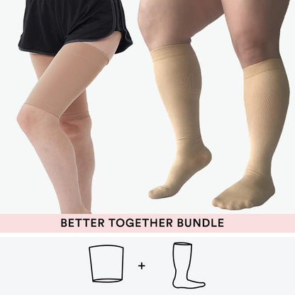 Bundle Plus Size Thigh Sleeves + Knee High Compression Socks