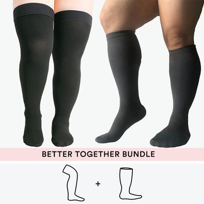 Bundle Plus Size Thigh High + Knee High Compression Socks