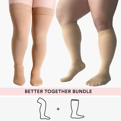 Bundle Plus Size Thigh High + Knee High Compression Socks