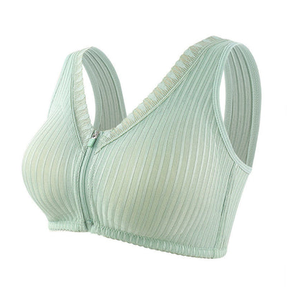 Front Zipper Fixed Cup Wirefree Bra