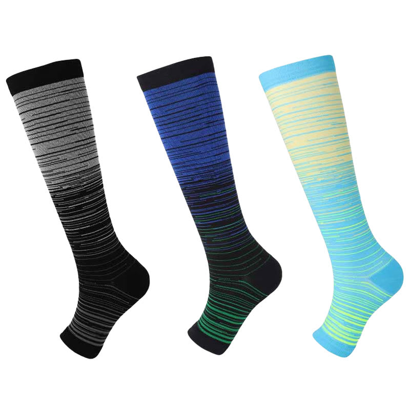 Plus Size Open Toe Line Compression Socks(3 Pairs)