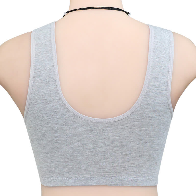 Solid Color Front Button Wireless Bra