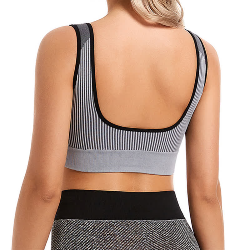 Shockproof Quick Dry Stripe Sports Bra(2 Packs)