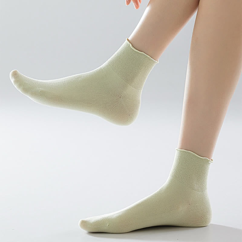 Laciness Solid Color Ankle Socks(10 Pairs)