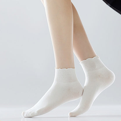 Laciness Solid Color Ankle Socks(10 Pairs)