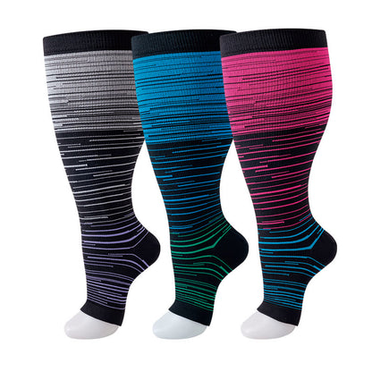 Plus Size Open Toe Compression Socks(3 Pairs)