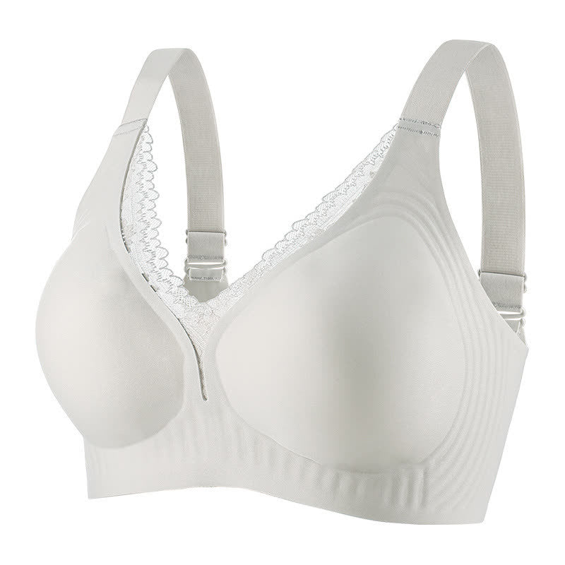 Thin Seamless Sexy Lace Trim Wireless Bra