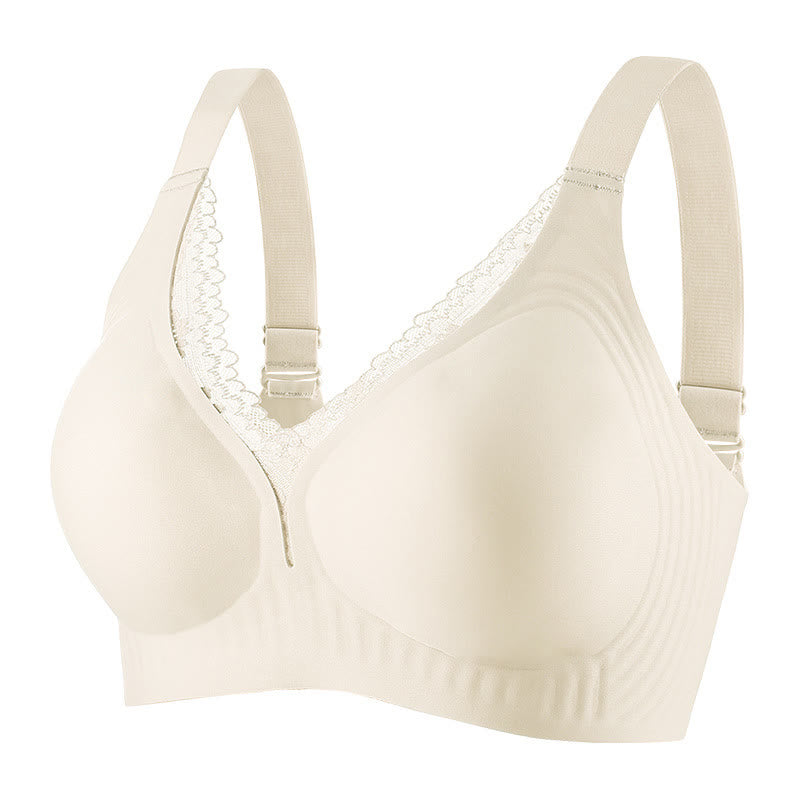 Thin Seamless Sexy Lace Trim Wireless Bra