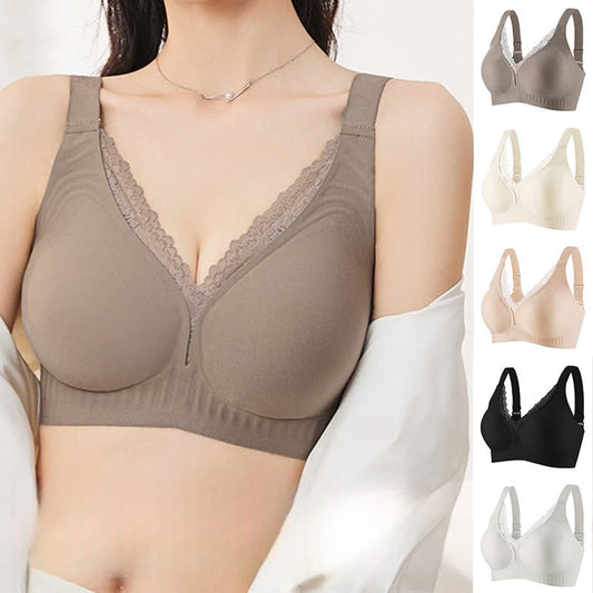 Thin Seamless Sexy Lace Trim Wireless Bra