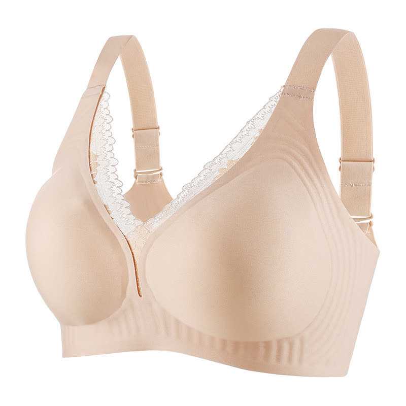 Thin Seamless Sexy Lace Trim Wireless Bra