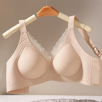 Thin Seamless Sexy Lace Trim Wireless Bra