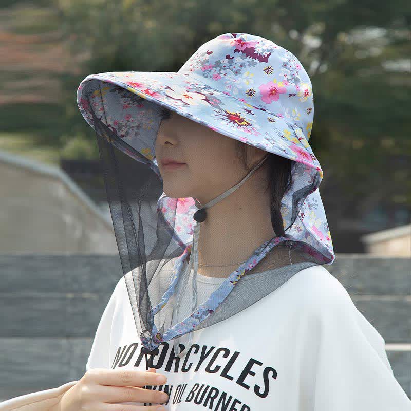 Floral Print Outdoor Wide Brim Bucket Hat