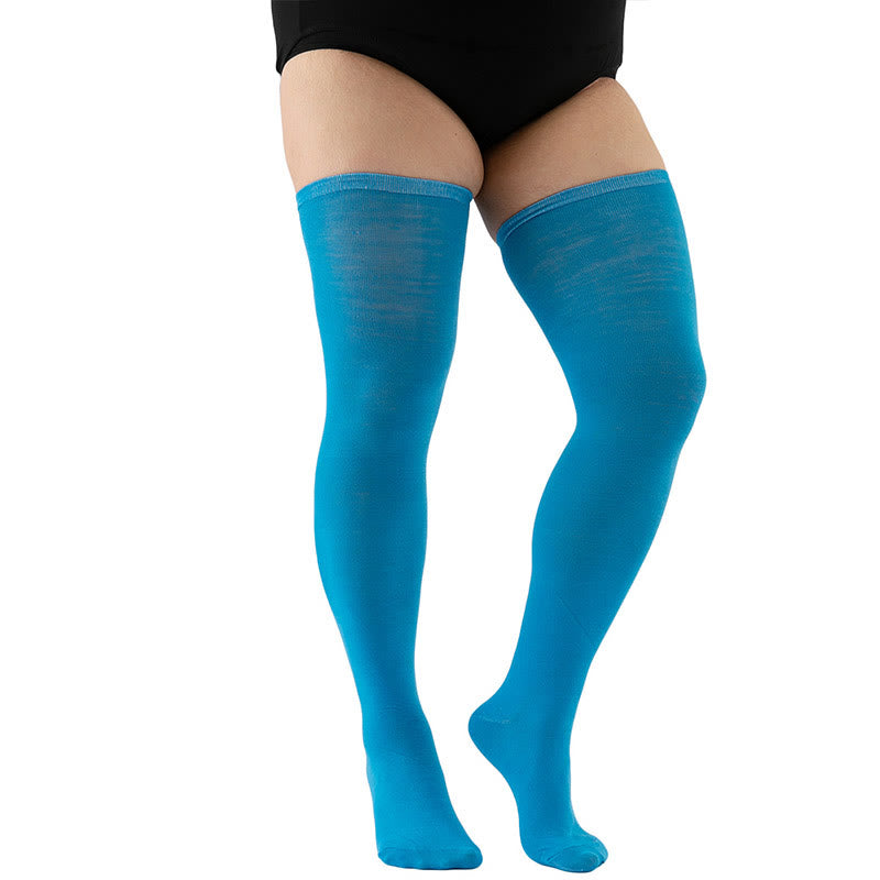 Plus Size Solid Color Thigh High Knee Socks(2 Pairs)