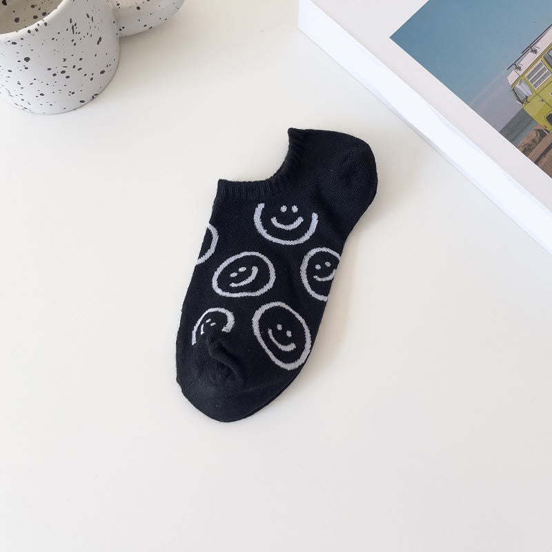 Plus Size Smiley Face No Show Socks(10 Pairs)