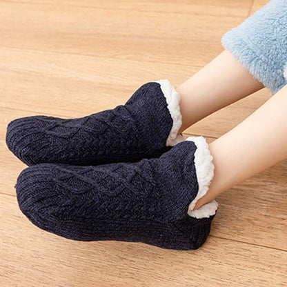 Plus Size Lamb Wool Warm Indoor Slipper Socks(2 Pairs)