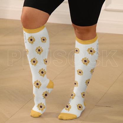 Plus Size Daisy Compression Socks(3 Pairs)