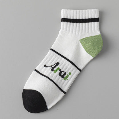 Plus Size Green White Quarter Socks(10 Pairs)