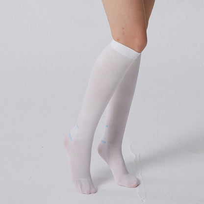 Plus Size White Open Toe Compression Socks