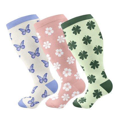 Plus Size Springtime Compression Socks(3 Pairs)