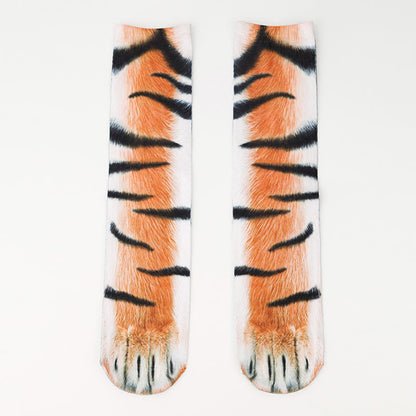 Plus Size Zebra Elephant Tiger Paws Quarter Socks(3 Pairs)