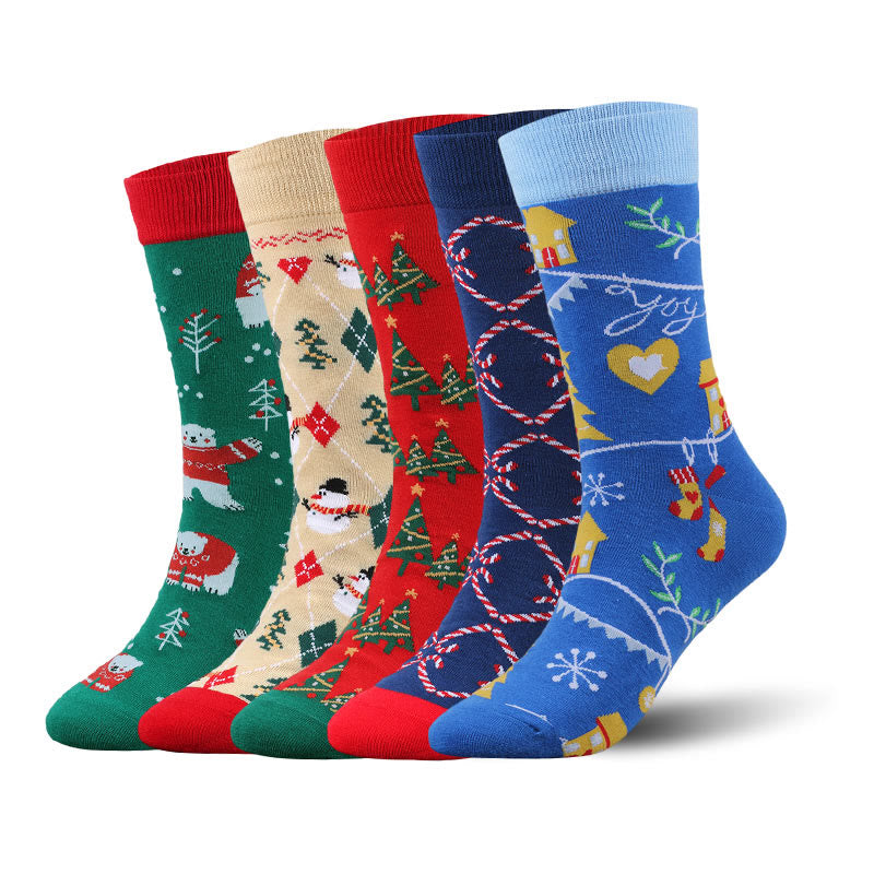 Plus Size Christmas Soft Crew Socks(5 Pairs)