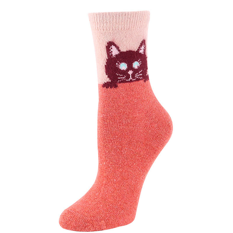 Cat Warm Winter Wool Quarter Socks(6 Pairs)