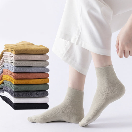 Plus Size Solid Color Skin Friendly Quarter Socks(10 Pairs)