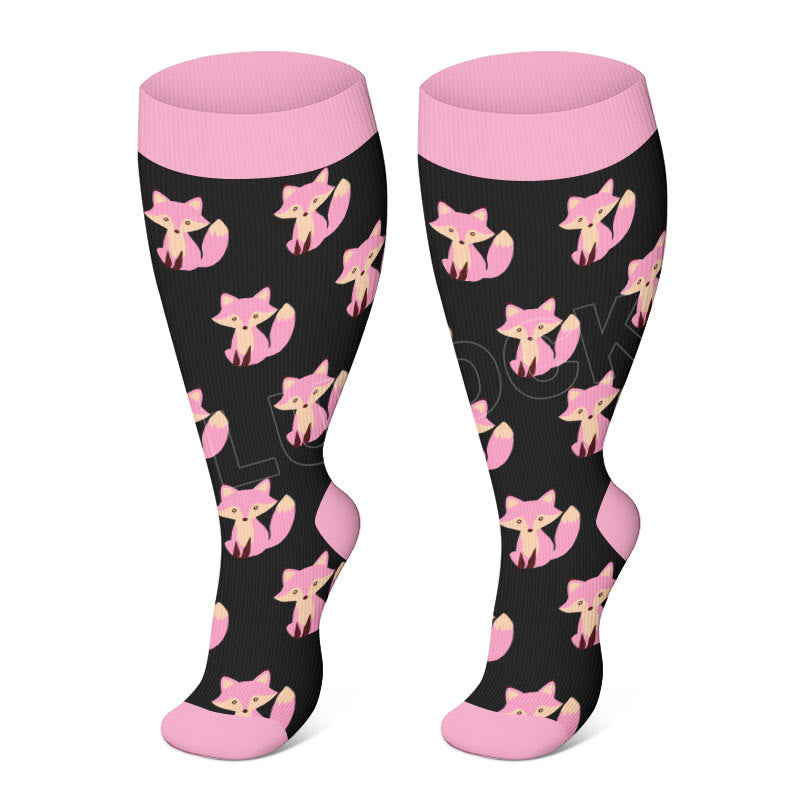 Plus Size Cute Fox Pig Compression Socks