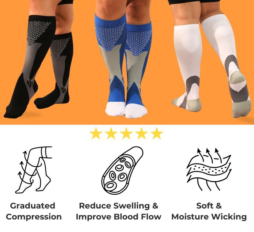 Chailer 4 Pairs Womens Pl Size Compression Socks Wide Calf, Breathable 20-30 mmhg Compression Socks for Women and Men, Purple Yellow Blue Multicolor 2XL Chailer 4 Pairs Womens Pl Size Compression Socks Wide Calf, Breathable 20-30 mmhg Compression Socks for Women and Men, Purple Yellow Blue Multicolor 2XL
