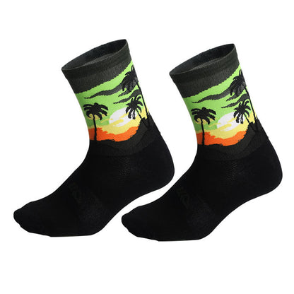 Plus Size Coconut Tree Quarter Compression Socks(4 Pairs)