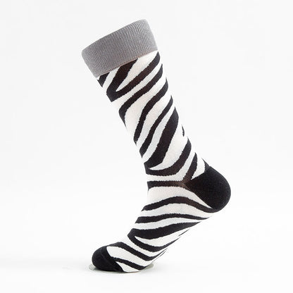 Plus Size Zebra Prints Crew Socks(5 Pairs)