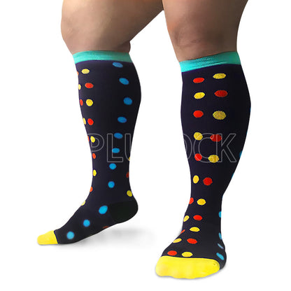 2XL-7XL Dot Pattern Plus Size Compression Socks(3 Pairs)