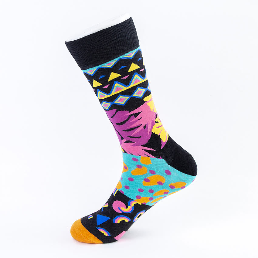 Plus Size Abstract Pattern Crew Socks(5 Pairs)