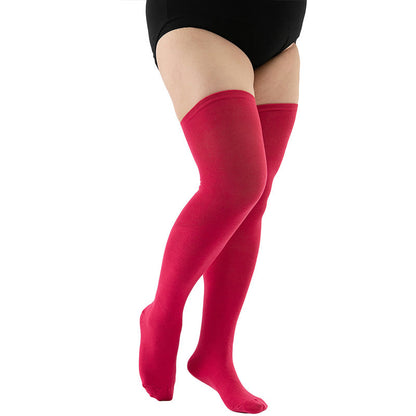 Plus Size Solid Color Thigh High Knee Socks(2 Pairs)